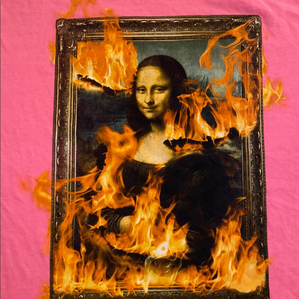 Pleasures Burn again tee. Mona Lisa. Hot pink XL